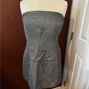 Strapless Glitter Dress in Silver